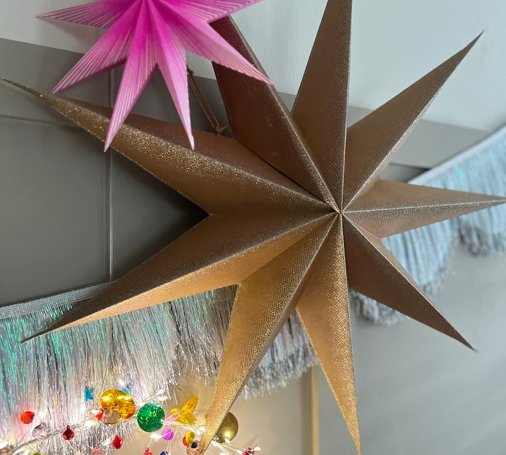 Gold and pink hanging stars