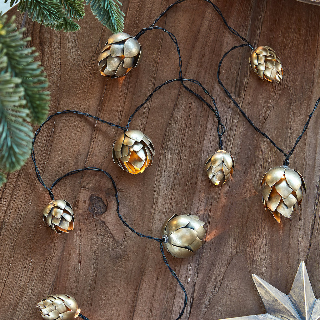 Gold pinecone light chain by Lightstyle