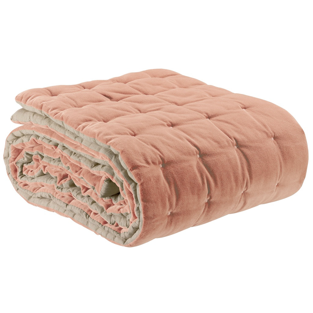 Quilted Velvet Throw by Vivaraise in peach