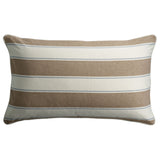 Rectangular pillow with brown and beige stripes on a white background