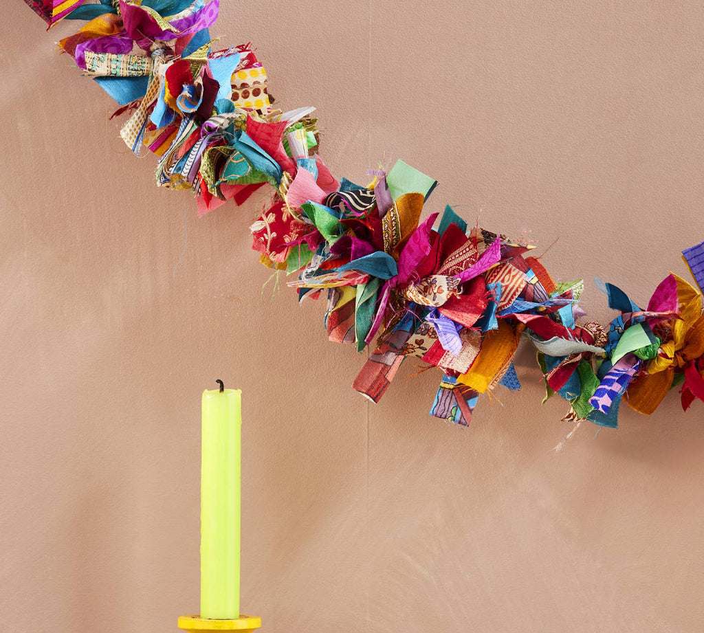 Recycled fabric Sari Wreath 