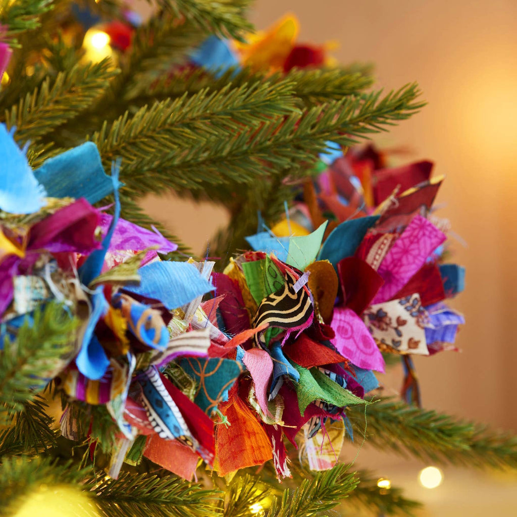 Recycled sari fabric Christmas garland
