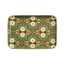 Rectangular tray with floral pattern on a white background