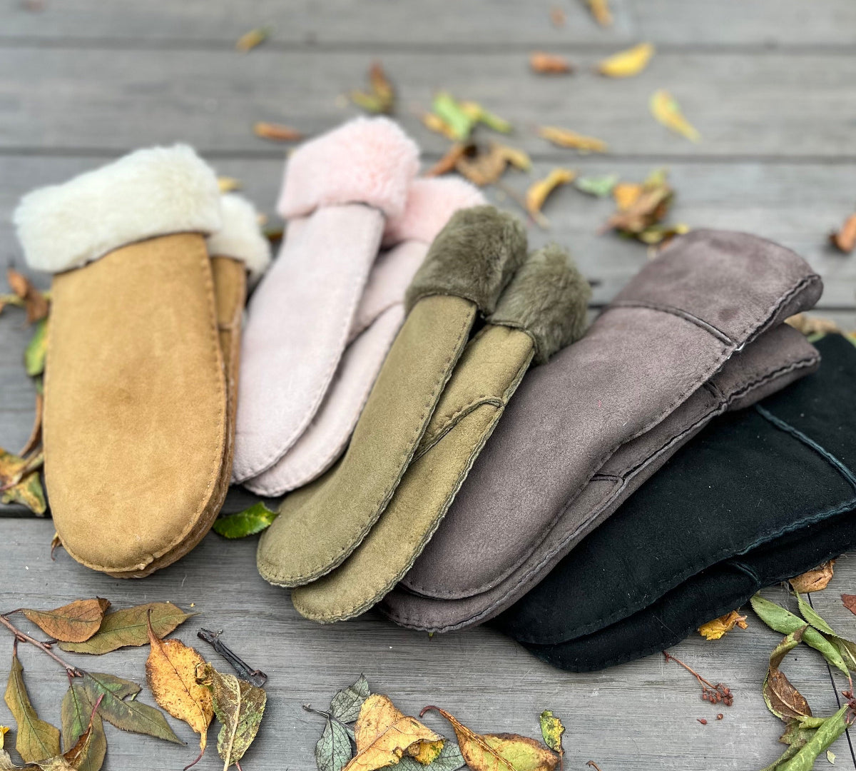 ladies sheepskin mittens