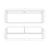 Line drawing of XL sofa dimensions