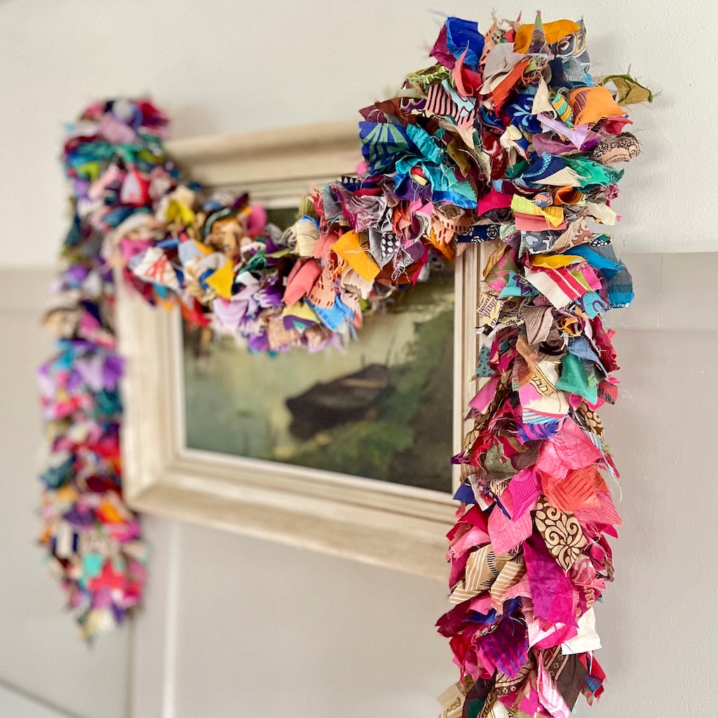 Recycled sari fabric garland