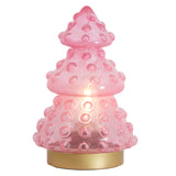 Pink and gold glass Christmas tree ornament with LED