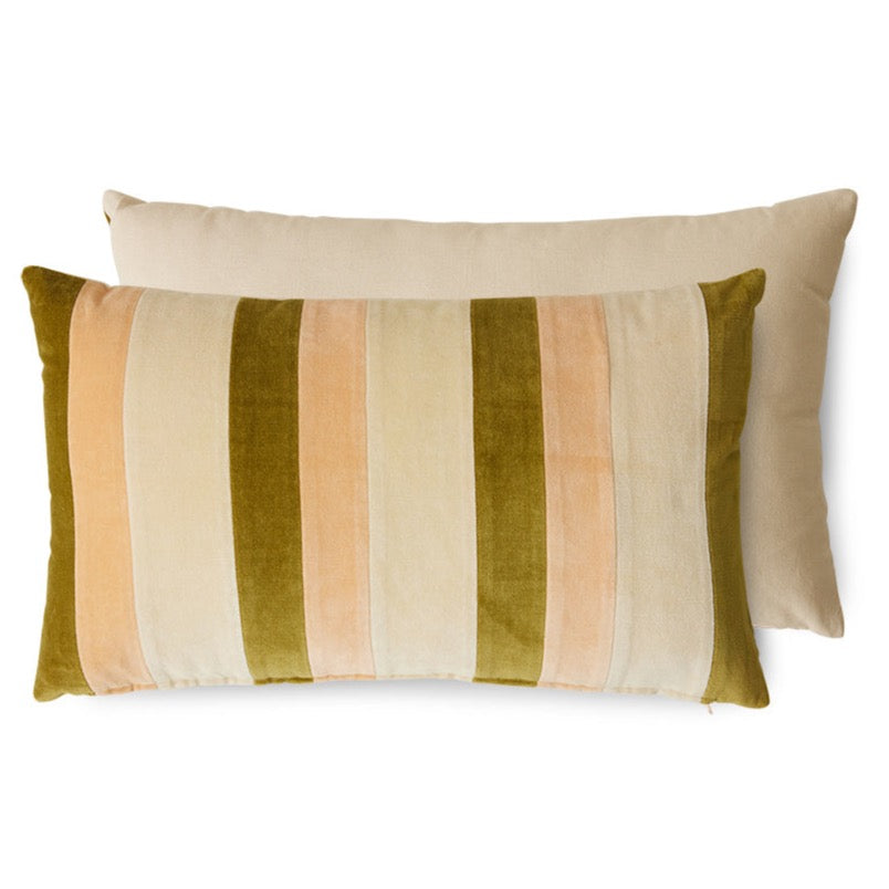 pink, green and cream Fields Striped Cushion by HKliving