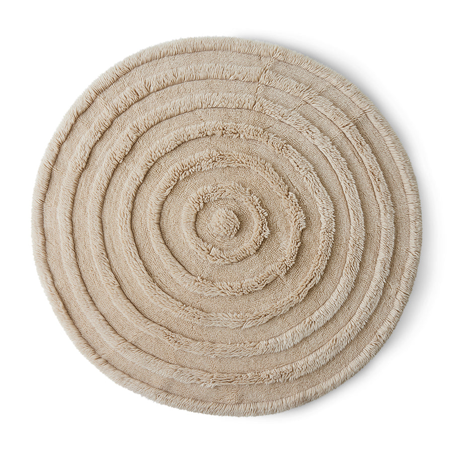 Round Wool Rug in Cream
