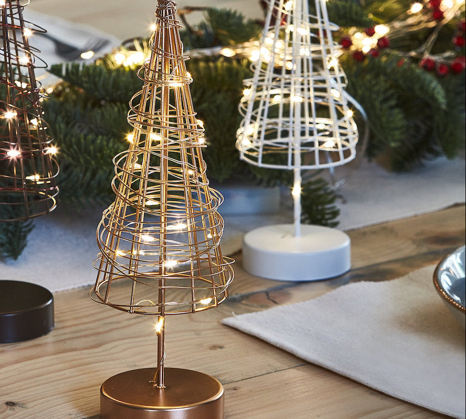 Gold wire Christmas tree lights