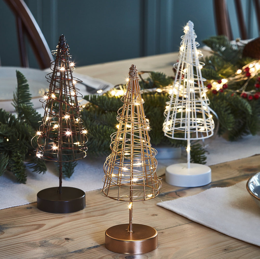 Gold wire Christmas tree lights