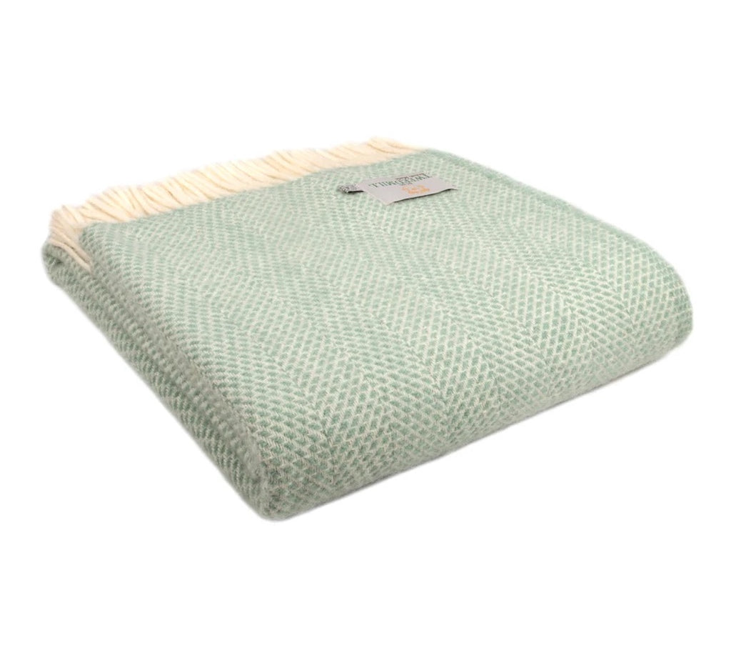 Beehive wool blanket in Ocean green by Tweedmill
