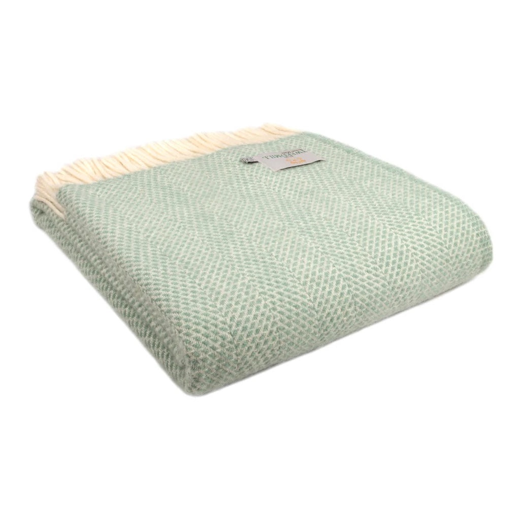 Beehive wool blanket in Ocean green by Tweedmill