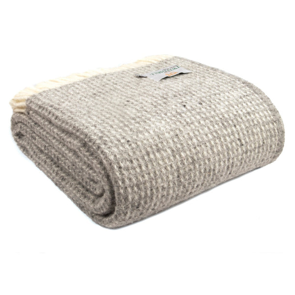 Tweedmill Waffle Grey Wool Throw 