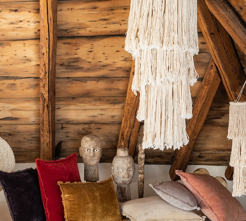 Bronze Velvet Cushion with Fringe