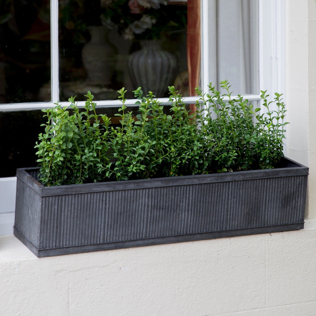 long metal galvanised window planter