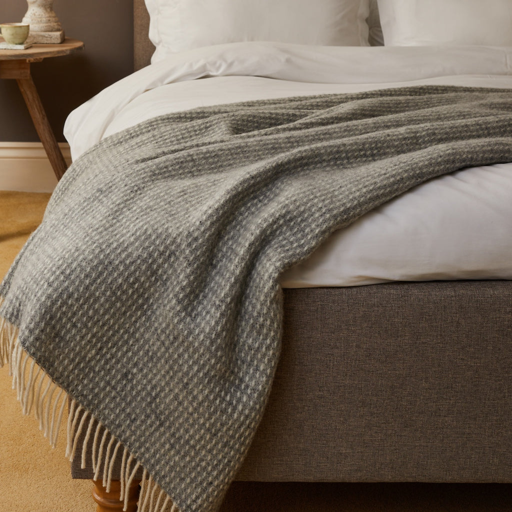 Tweedmill Waffle Grey Wool Throw 