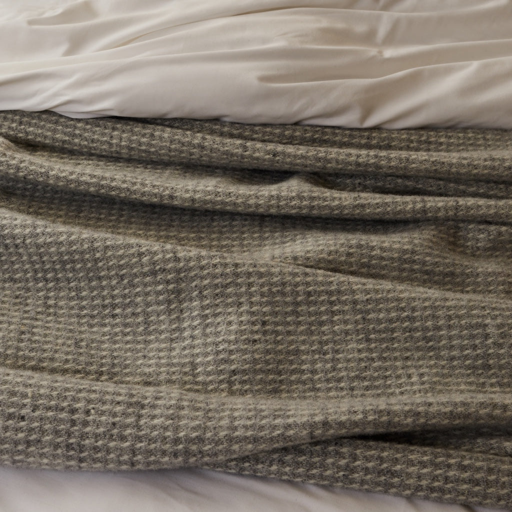 Tweedmill Waffle Grey Wool Throw 