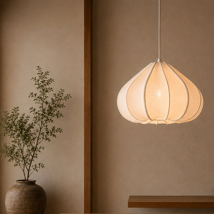 white fabric pendant light 