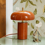 Enamel Table Lamp in Rust Red