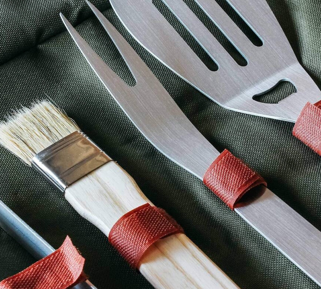 BBQ tool set and apron by Fallen Fruits