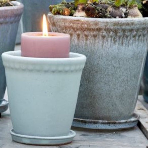 Dusty blue Plant Pot in Glazed Clay 
