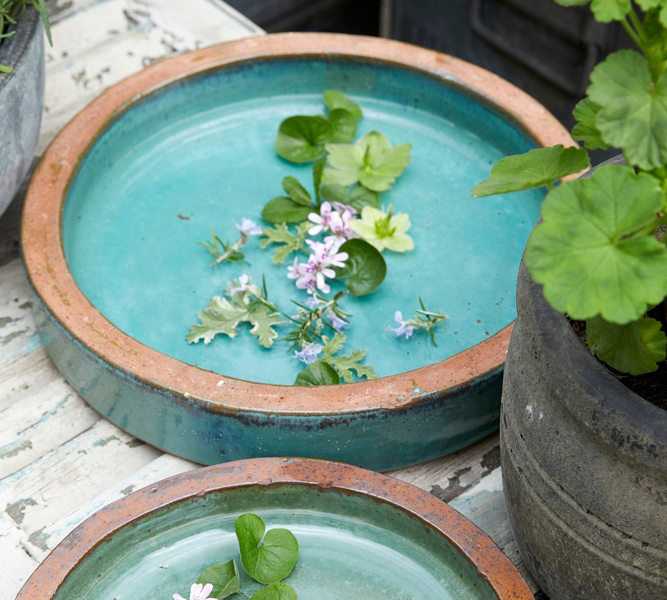 ceramic lue bird bath 