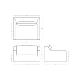 Line drawing of a chair with dimensions labeled