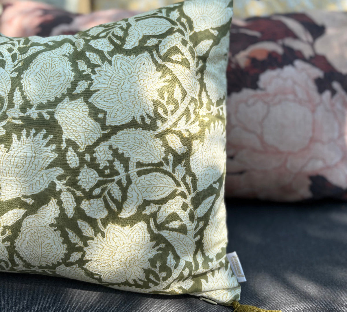floral green cushion cover