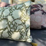 floral green cushion cover