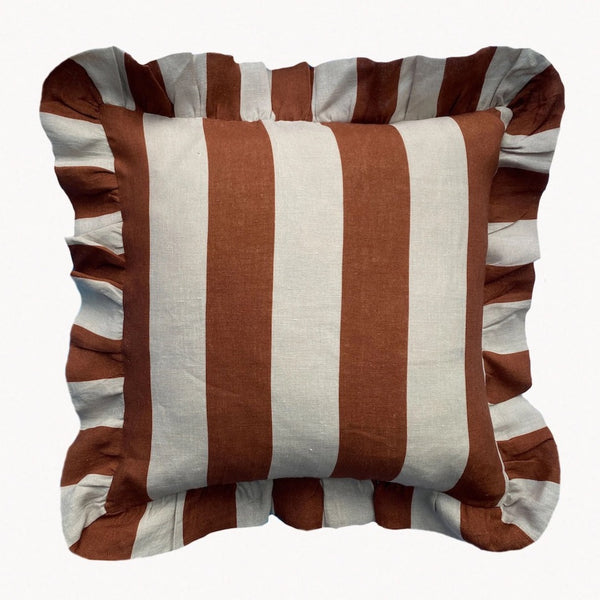 cinnamon stripe ruffle cushion by Amuse la bouche