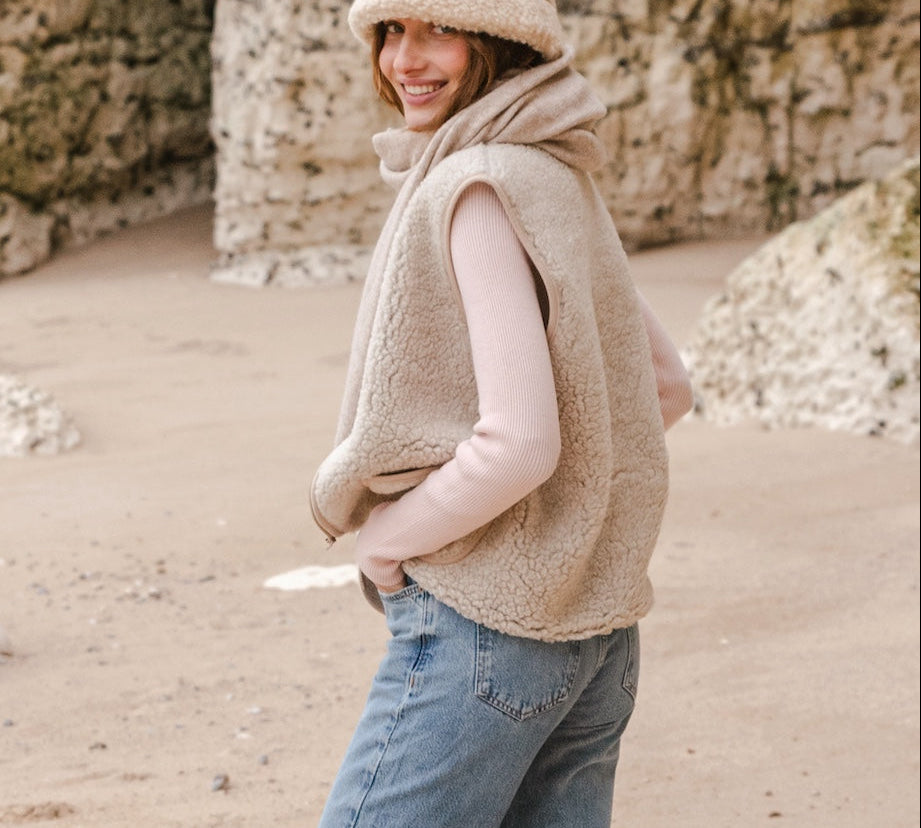 grey fleece wool vest 