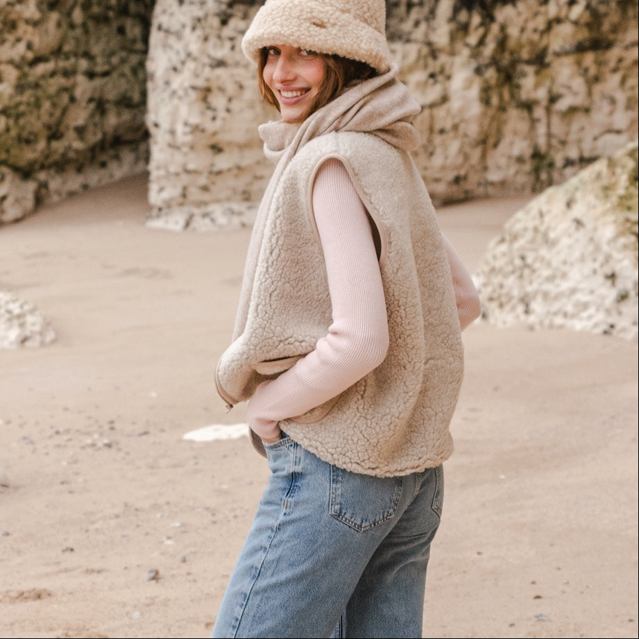 grey fleece wool vest 