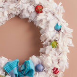 Recycled Sari Large White Bauble Wreath