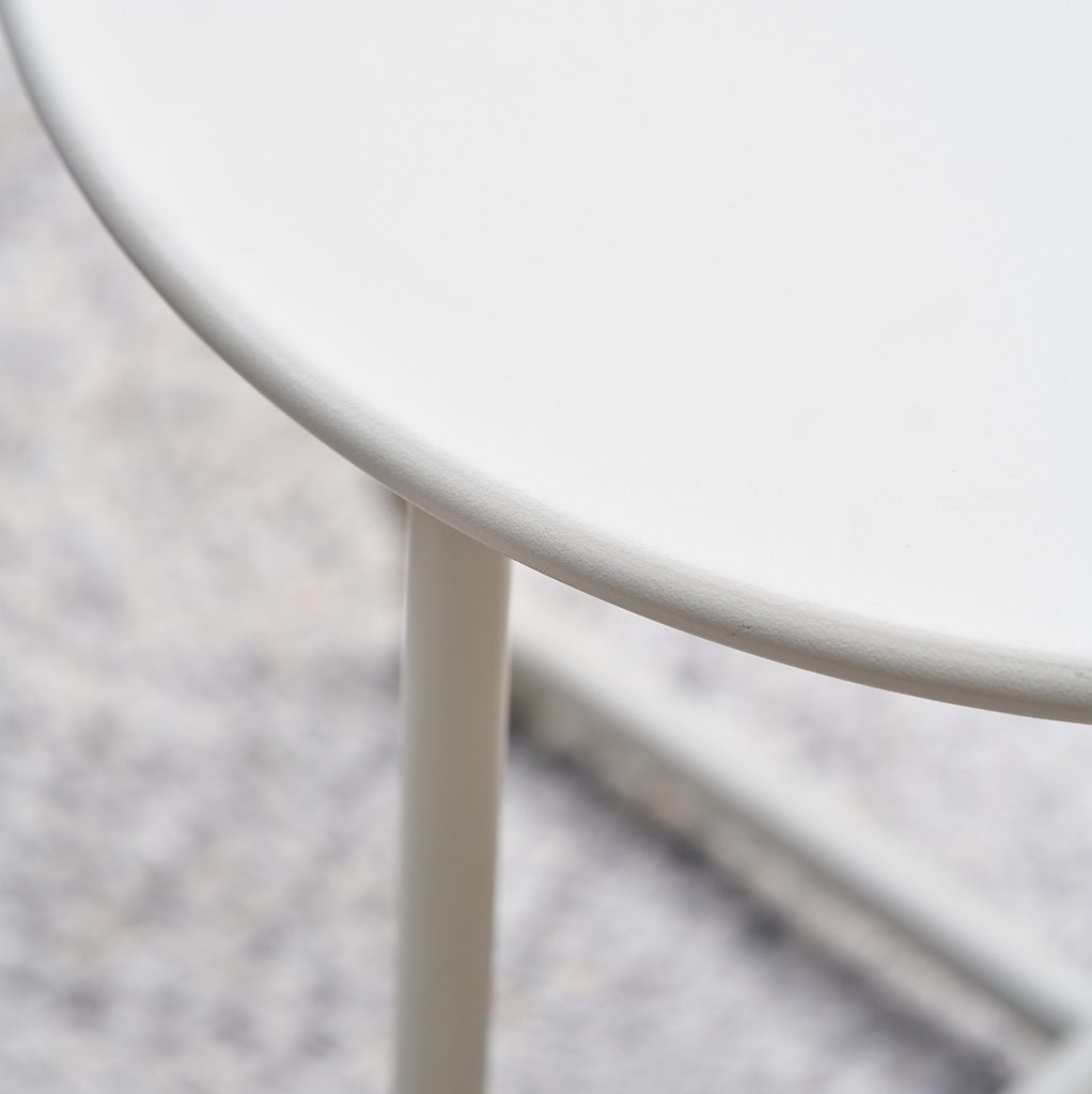 detail of metal coffee table in putty