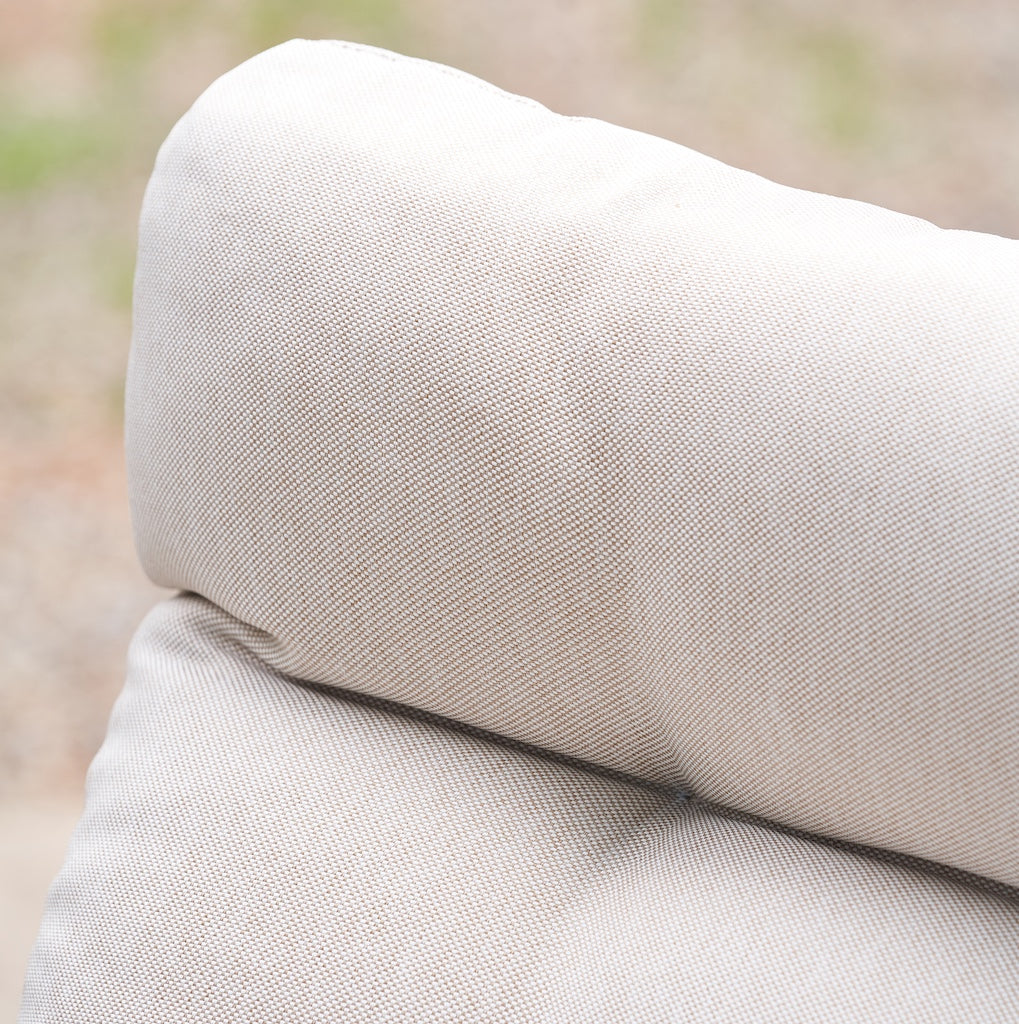 close up of beige polyester fabric 