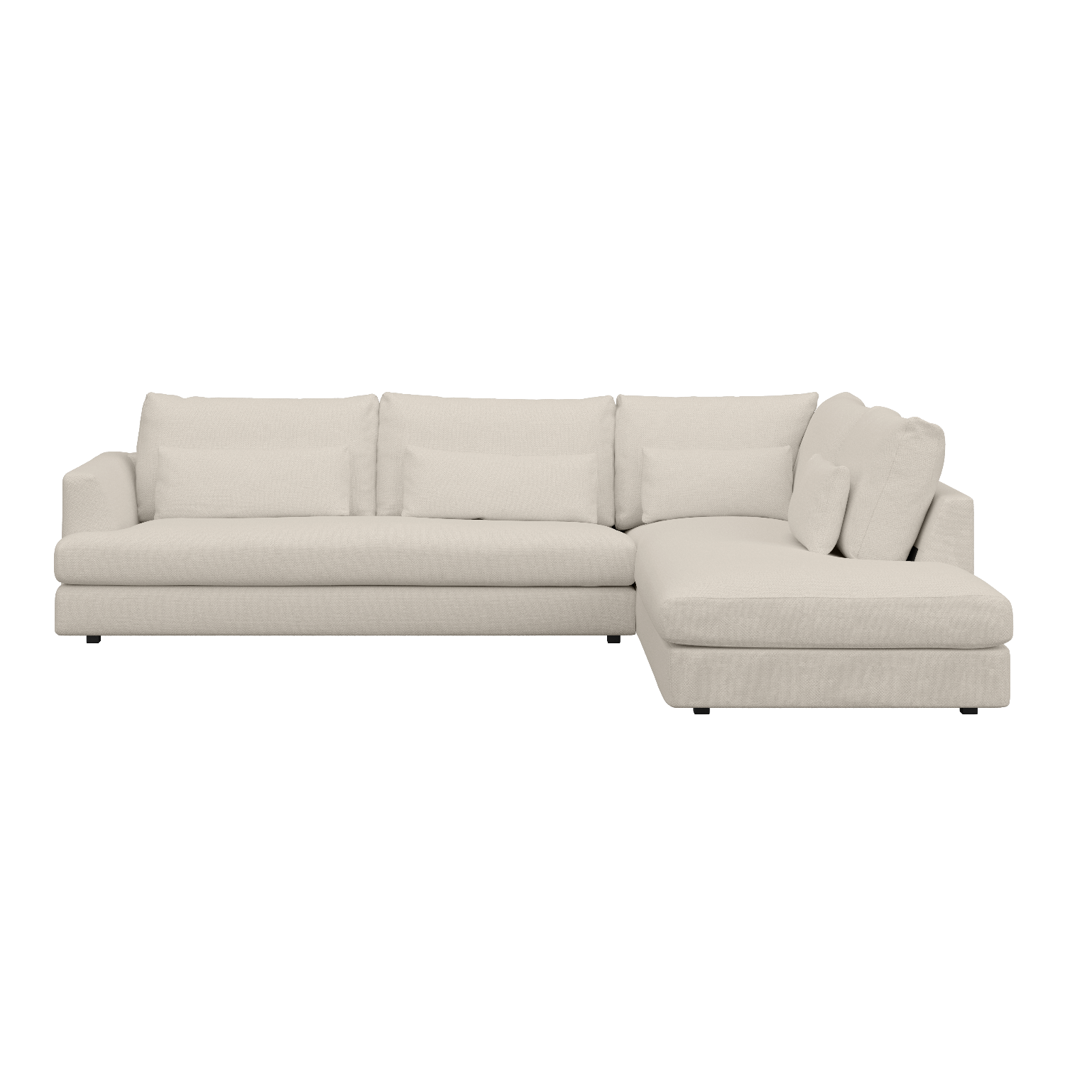 Linen white sectional sofa on a white background