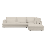 Linen white sectional sofa on a white background