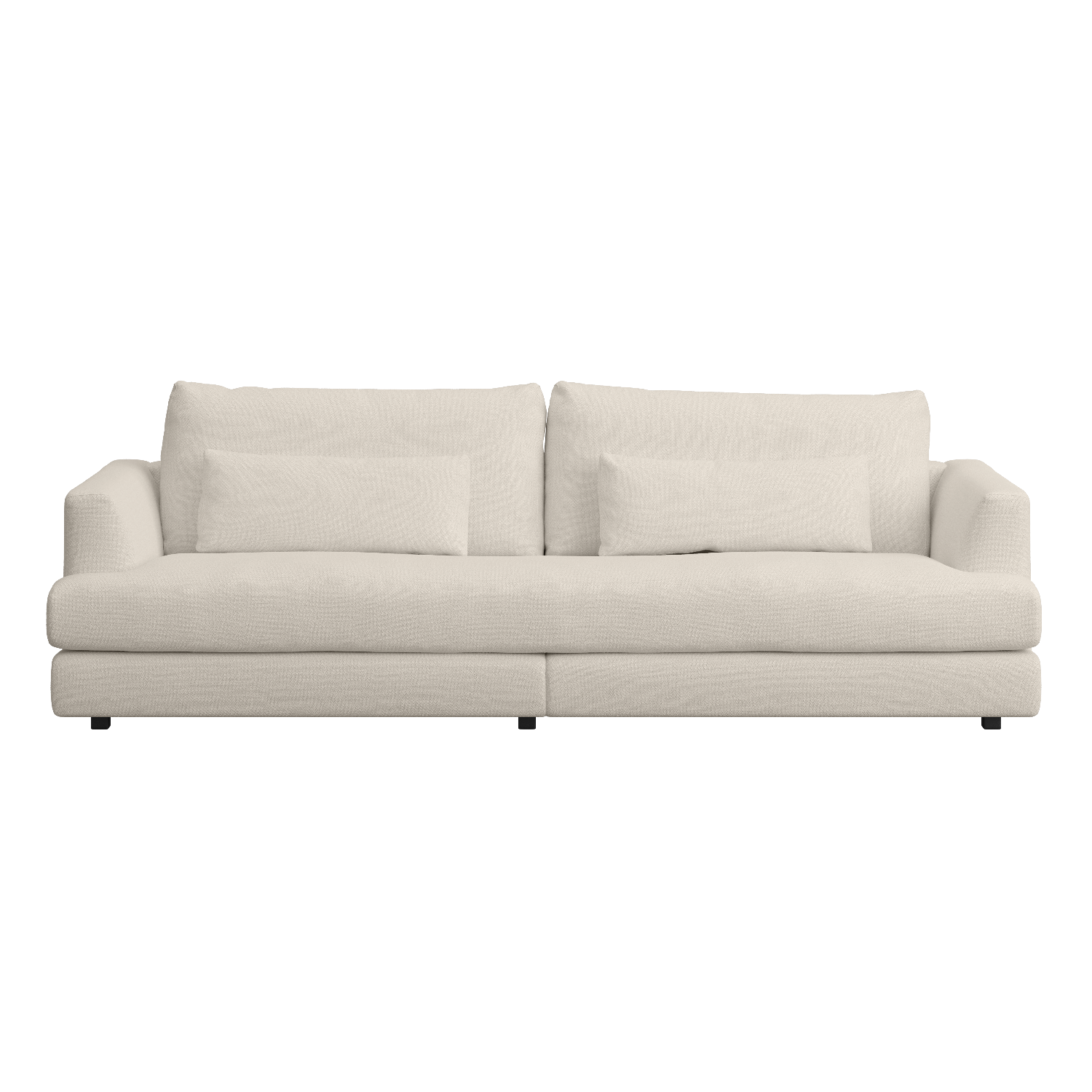 Linen white sofa on a white background