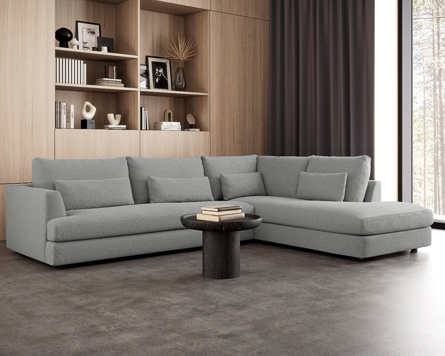 Grey sectional sofa in living room