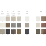 Textile color swatches with labels on a white background