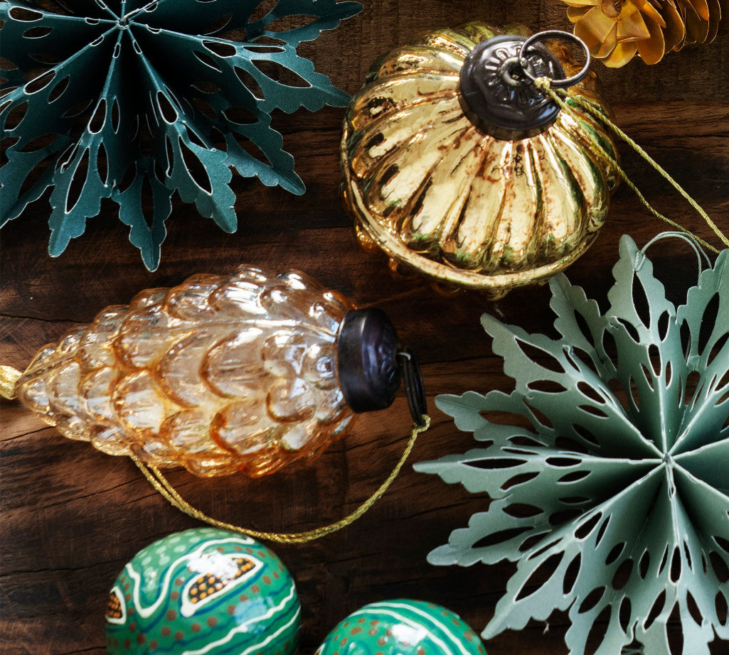 glass pine cone Christmas ornaments 