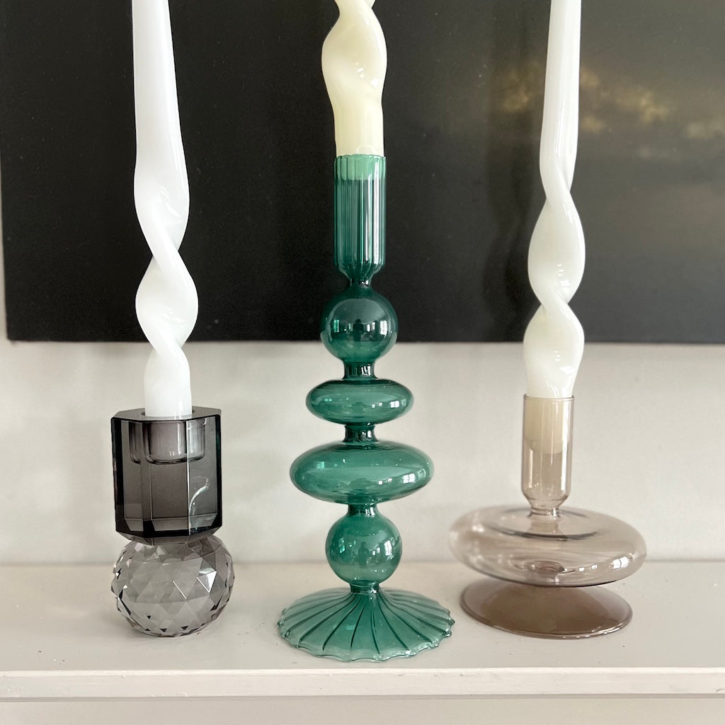 green glass candle stick 