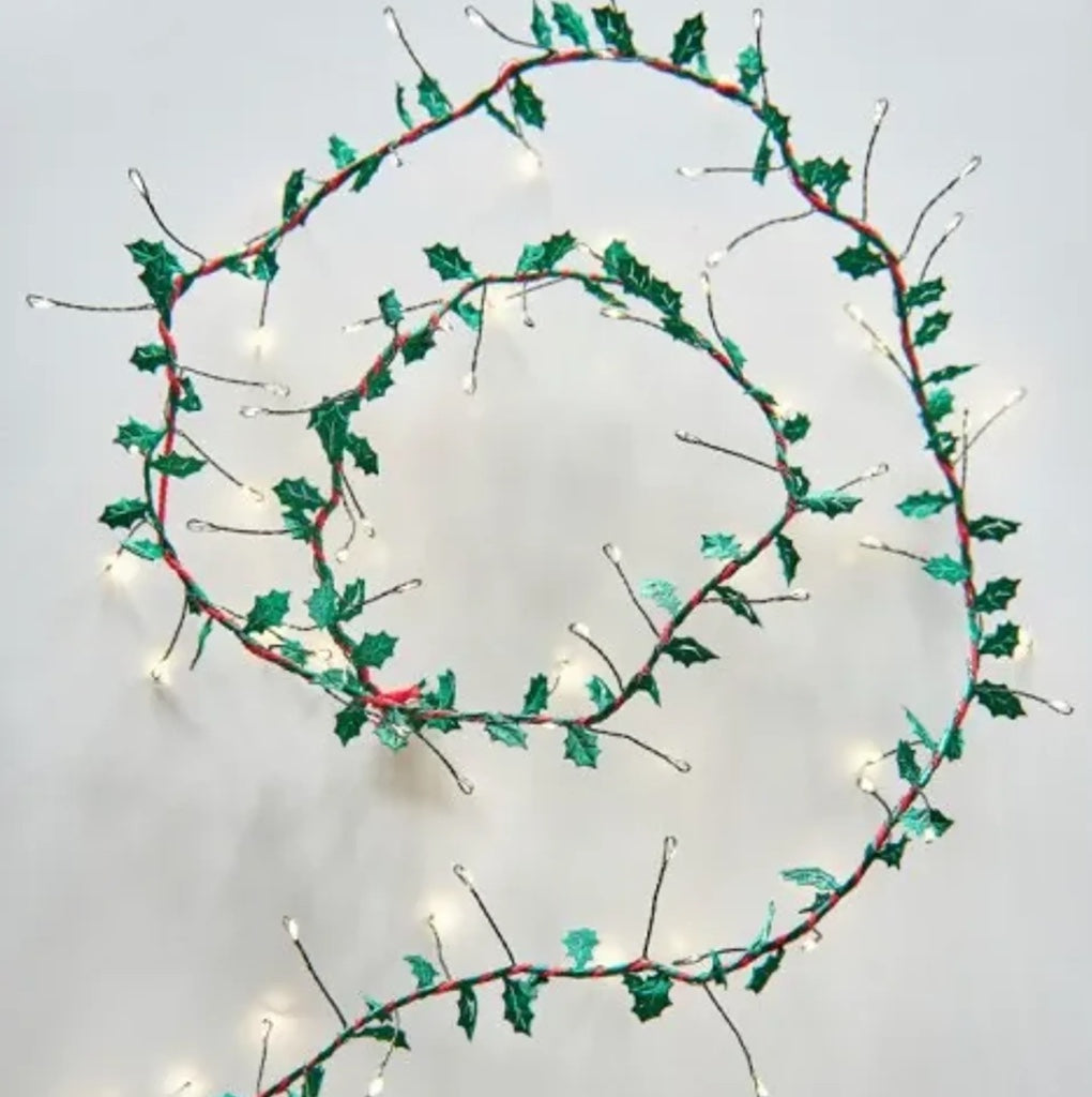 Holly Lights with fabric leaves
