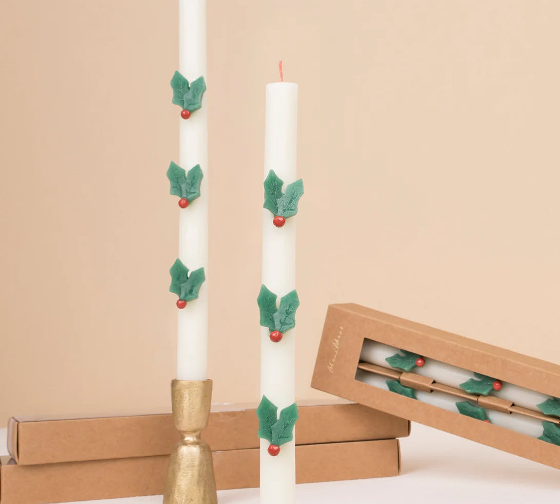 Holly Christmas Candles by Meri Meri