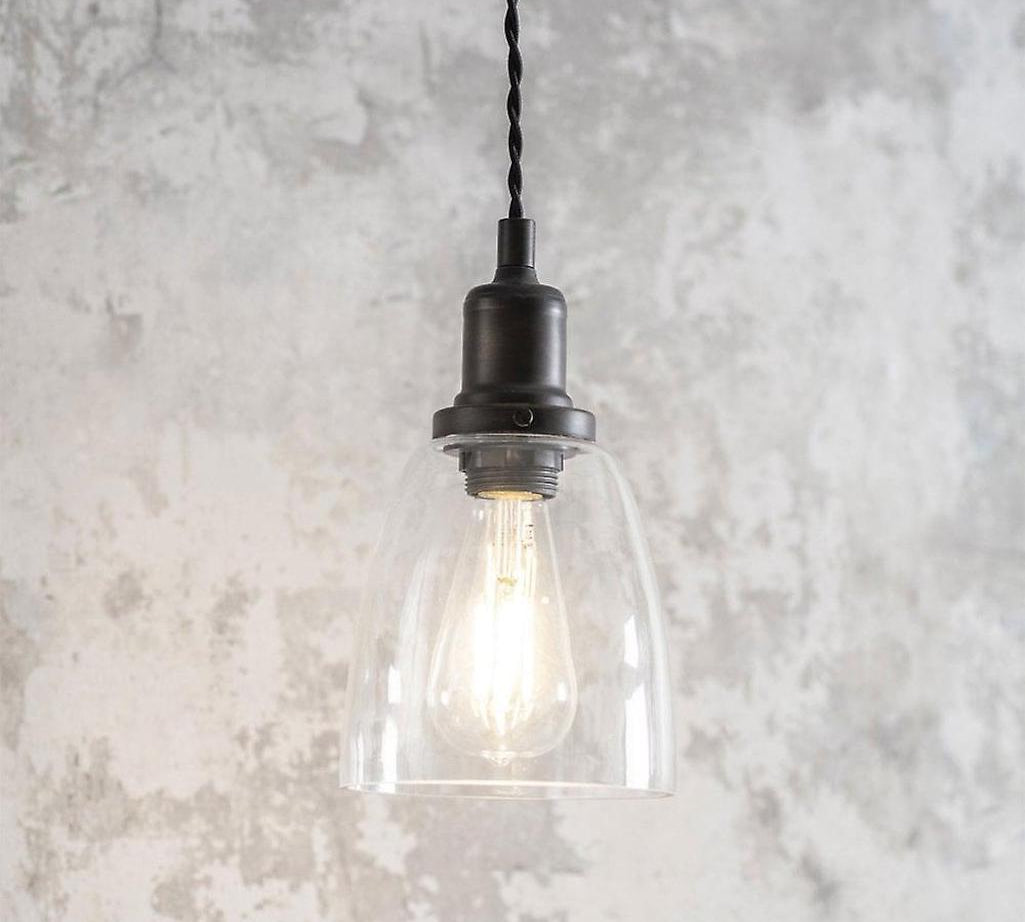 Hoxton glass dome pendant light with bronze finish by Garden Trading