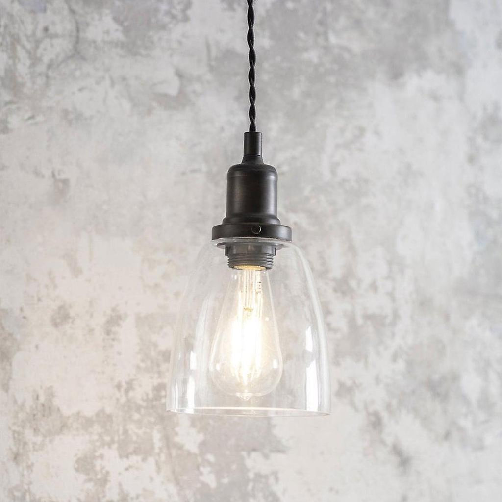 Hoxton glass dome pendant light with bronze finish by Garden Trading