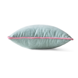 ice blue cushion with pink edge