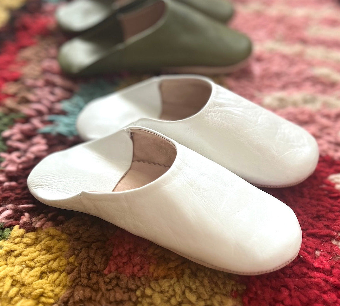 white babouche ladies slippers 
