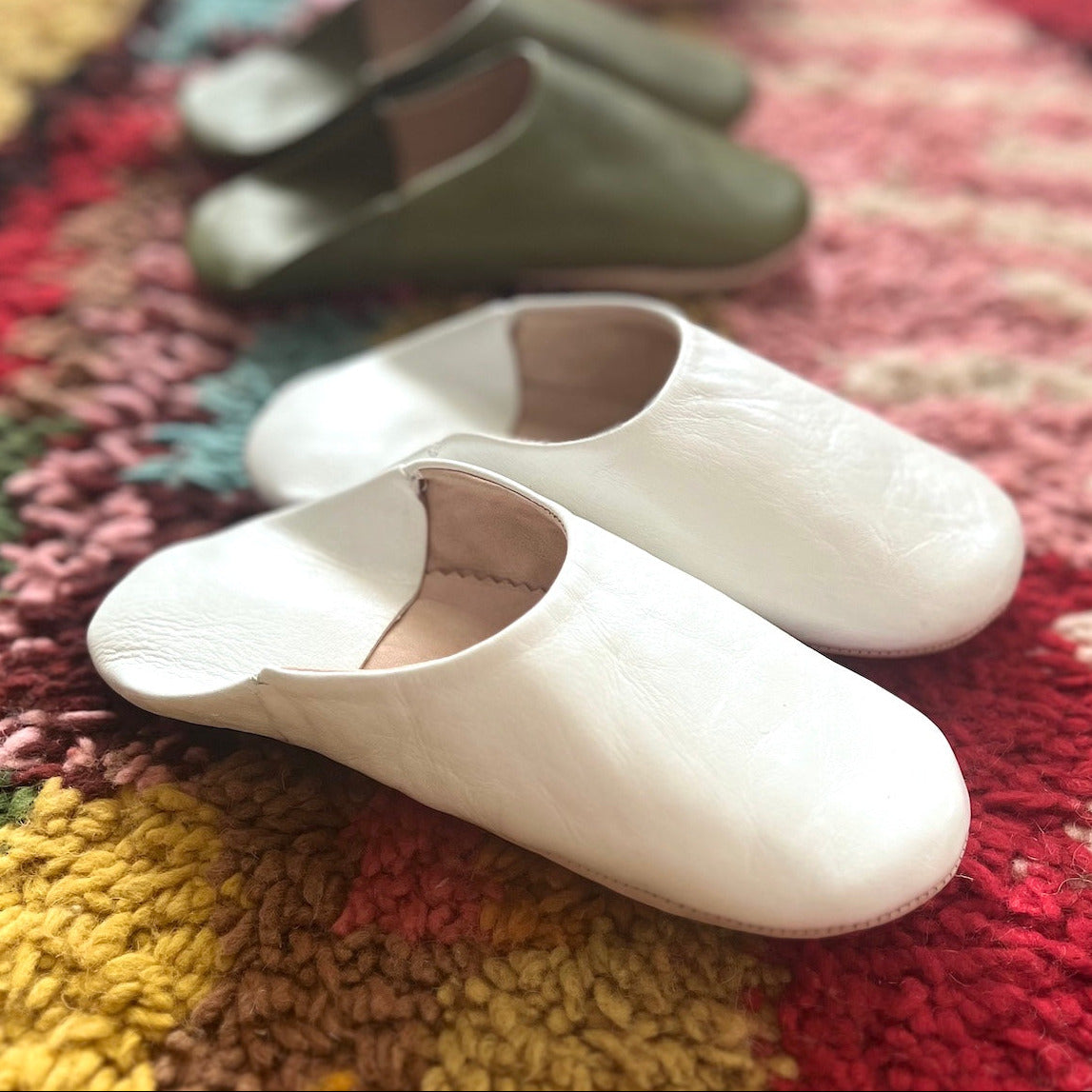 white babouche ladies slippers 